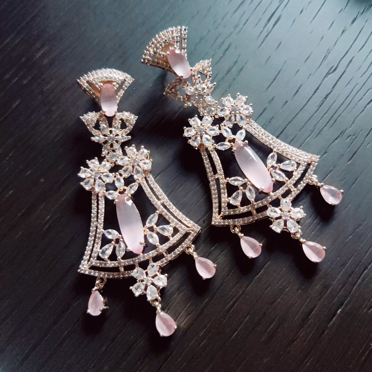 Delightful Mint Pink Rose Gold Earrings - Opal Touch