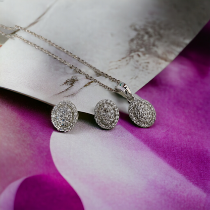 Subtle Rhodium Locket Set with Filigree Detailing - Opal Touch