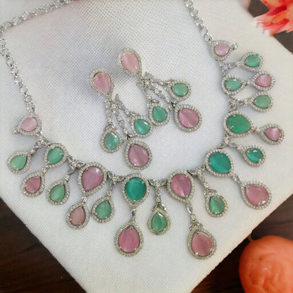 Enchanted Emerald Elegance Necklace in Rhodium