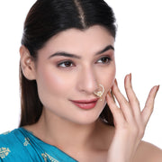 White Gold Floral Nose Pin