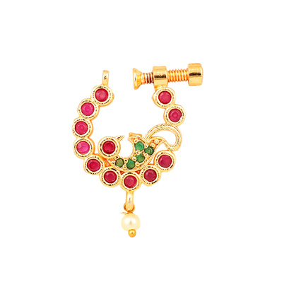 Opal Touch - Red-White Gold Nose Pin - Nose pin