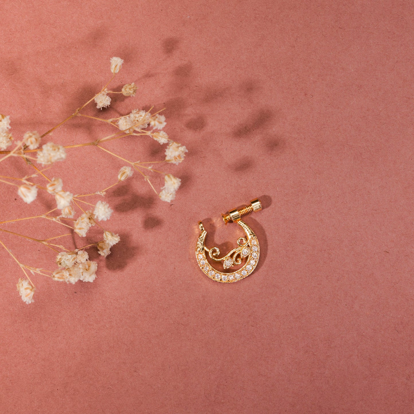Moon Golden Screw Nose Pin
