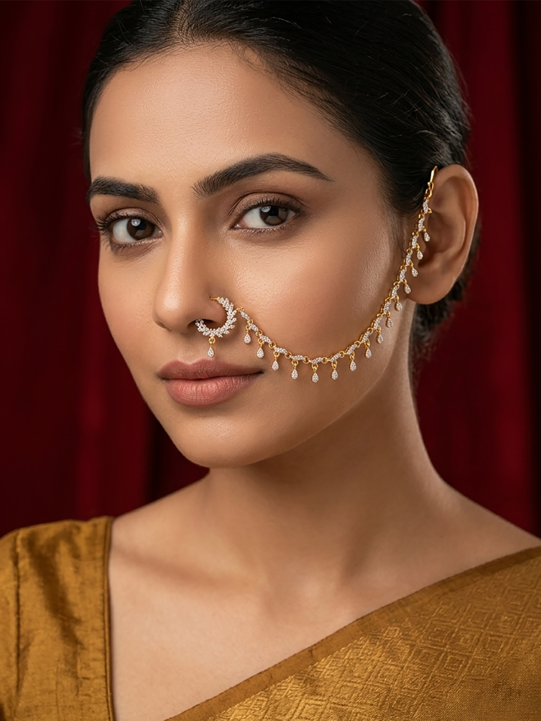 Radiant White Two Tone Nose Pin
