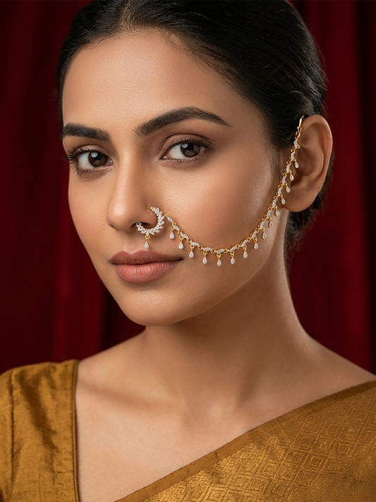 Radiant White Two Tone Nose Pin