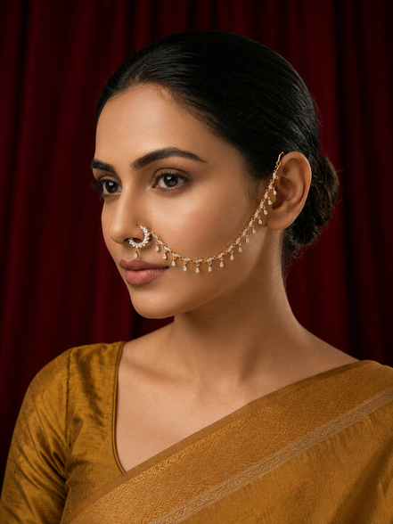 Radiant White Two Tone Nose Pin