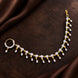 CZ Nath Nose Ring with Long Chain, Teardrop Charms & Oval Stone Detailing