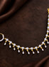 CZ Nath Nose Ring with Long Chain, Teardrop Charms & Oval Stone Detailing