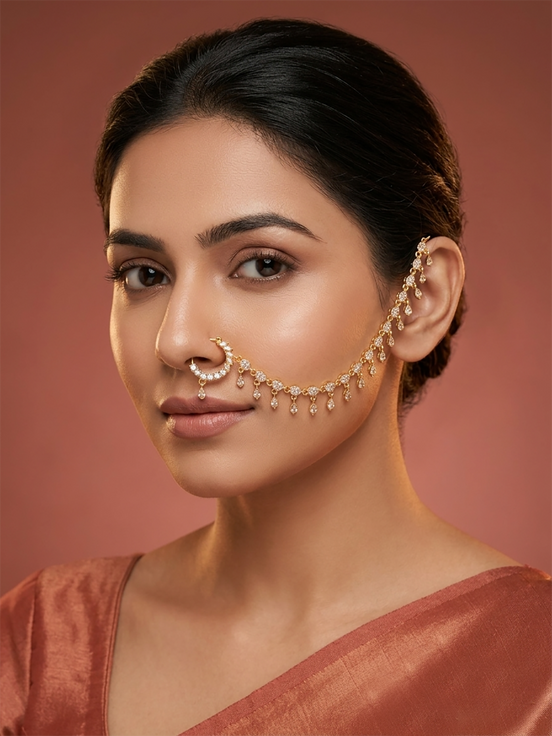 Twinkling Two Tone Elegant Nose Pin