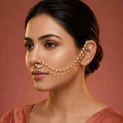 CZ Nose Pin with Oval Stone & Teardrop Charm Design Nose Ring