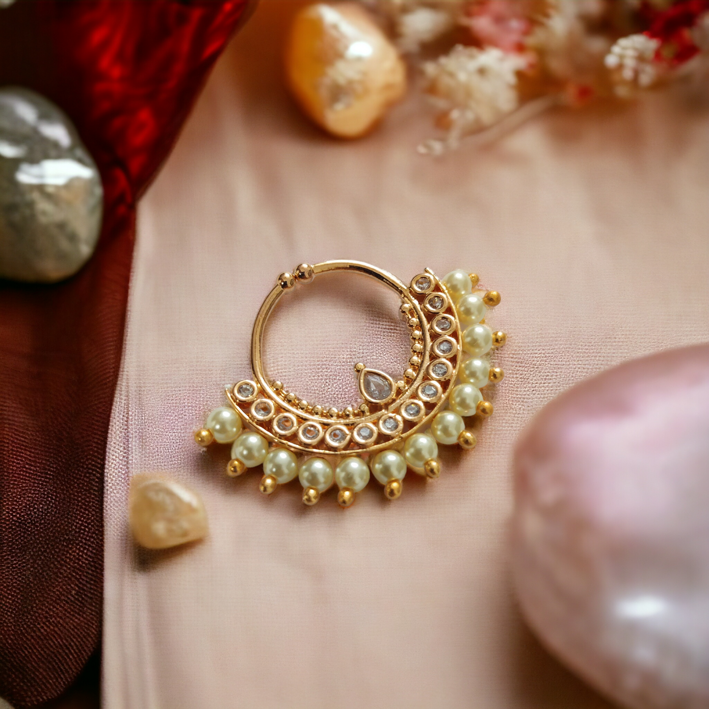 Rose Gold Pearl Nose Pin