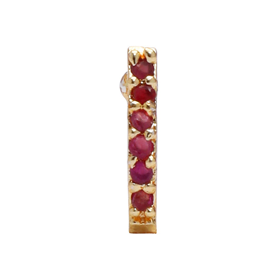 Opal Touch - AD CZ Line Pressing Golden Nose Pin (1 CM) - Nose Pin