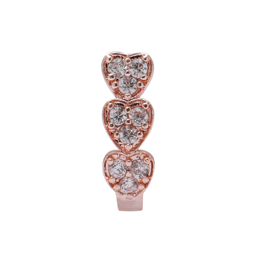 Opal Touch - AD CZ Heart Pressing Rose Gold Nose Pin (1 CM) - Nose Pin