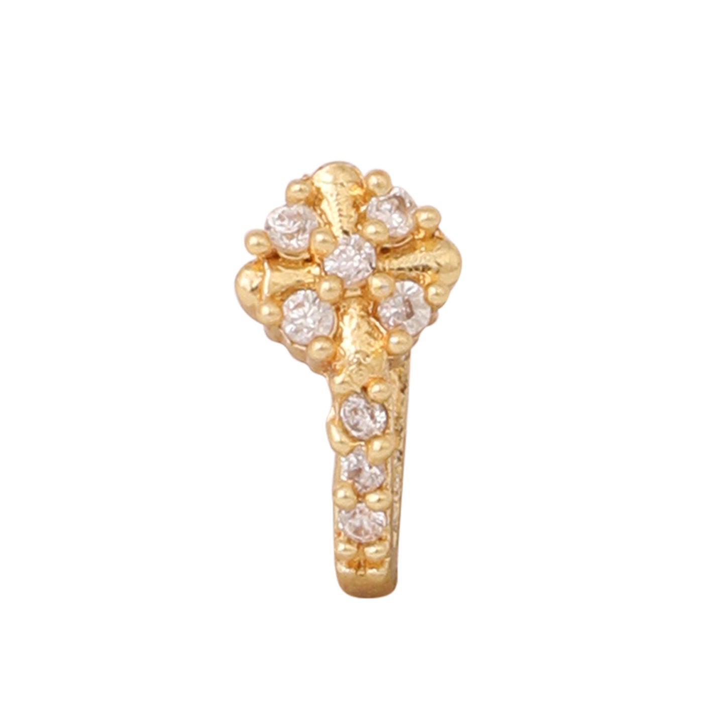 AD CZ Flower Pressing Golden Nose Pin (1 CM) - Opal Touch