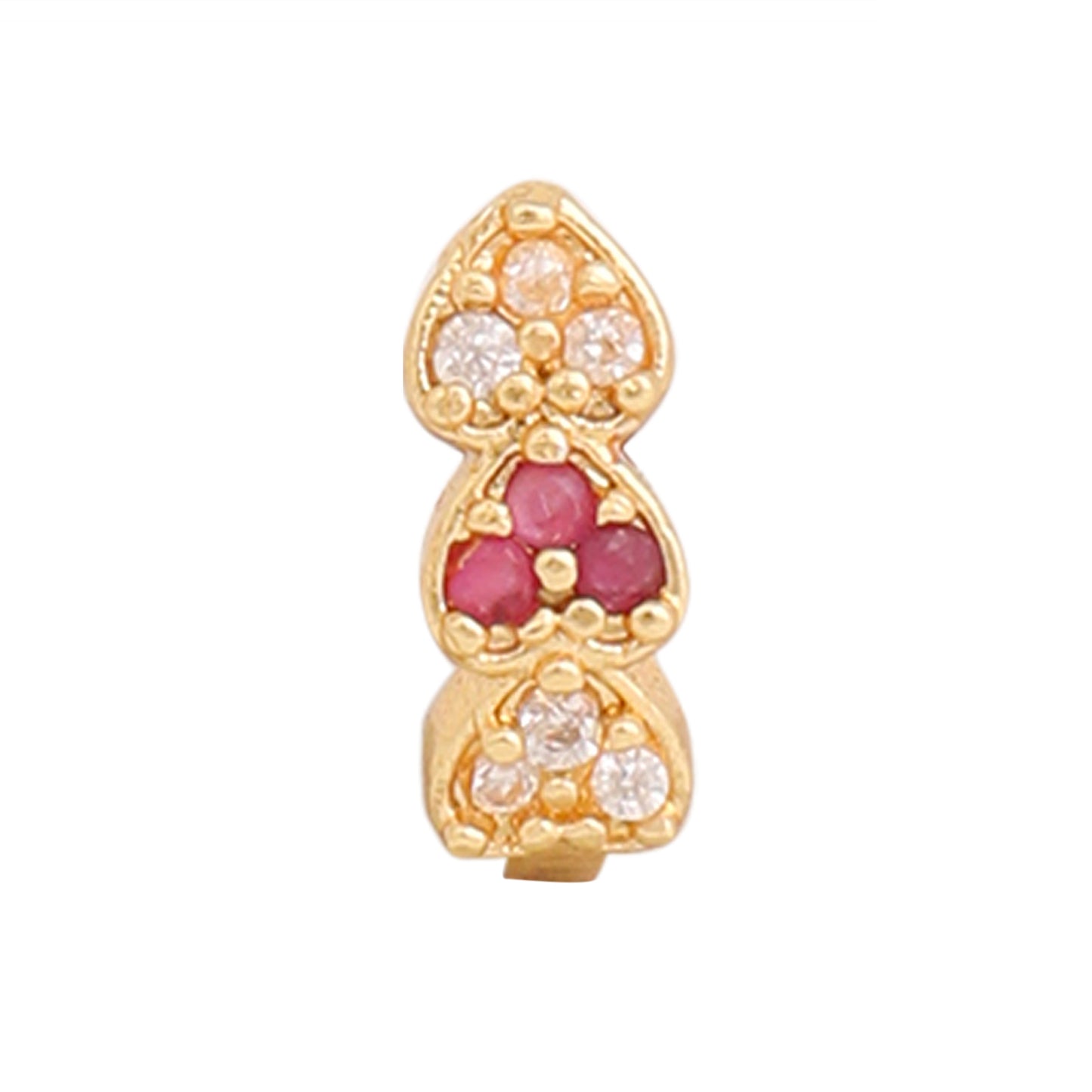 AD CZ Heart Pressing Golden Nose Pin (1 CM) - Opal Touch