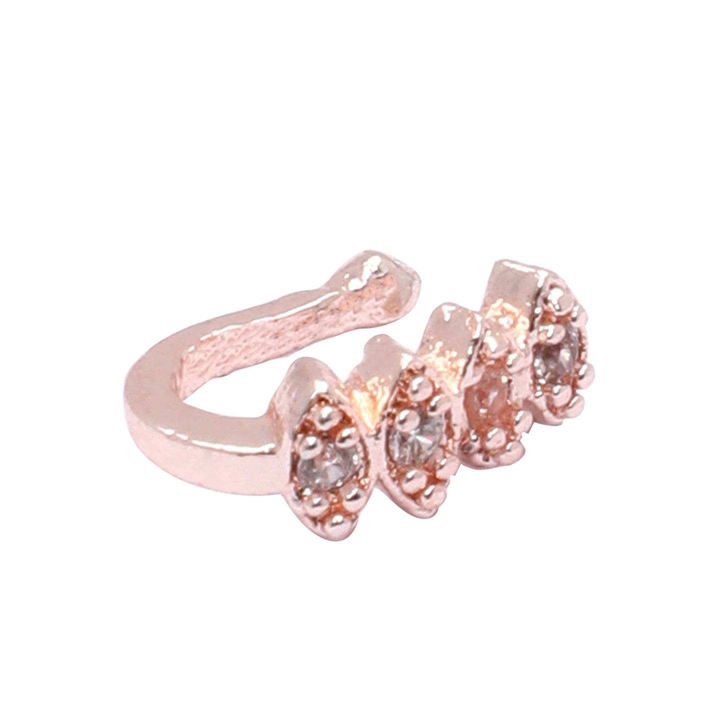 AD CZ Diamond Pressing Rose Gold Nose Pin (1 CM) - Opal Touch