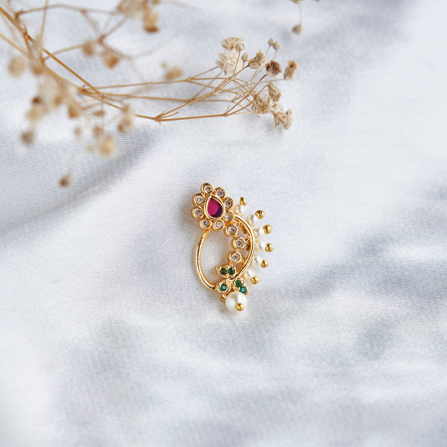 Golden Petal Nose Pin