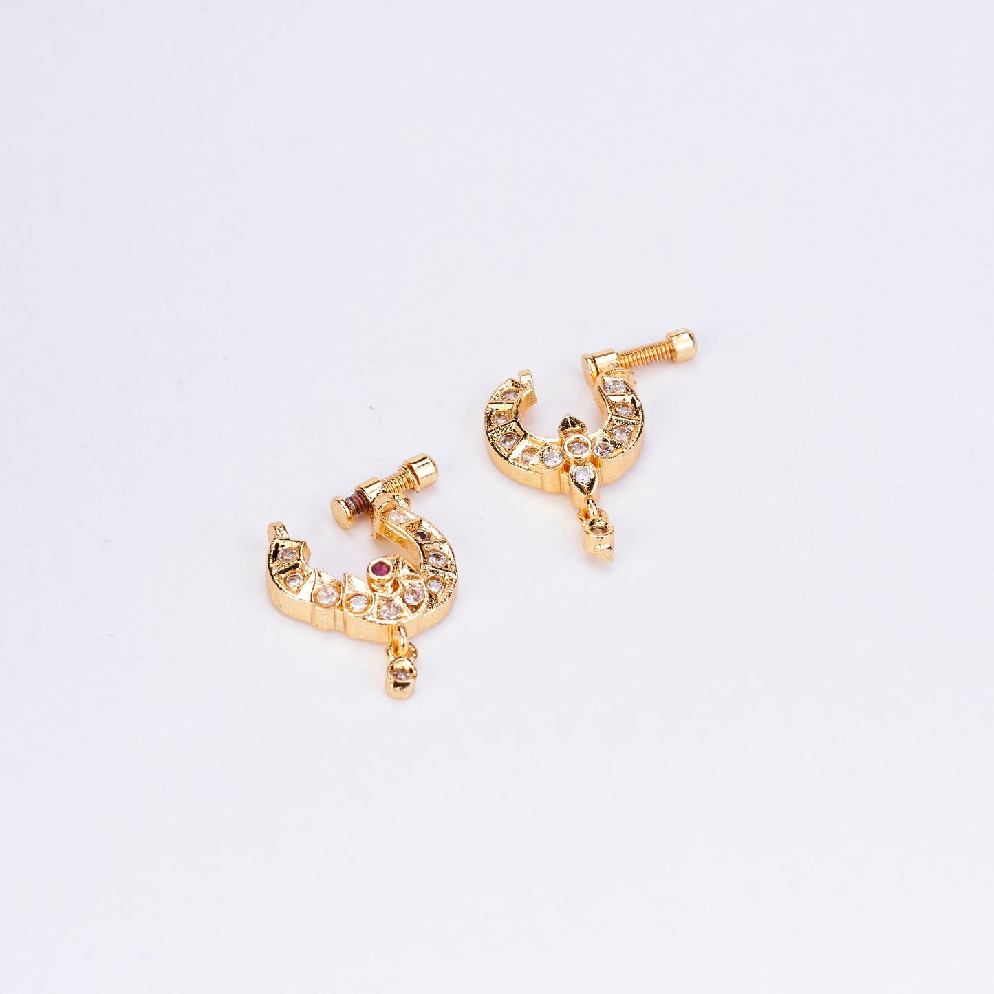Crescent Bird-Shaped Gold Plated Combo Nose Pin