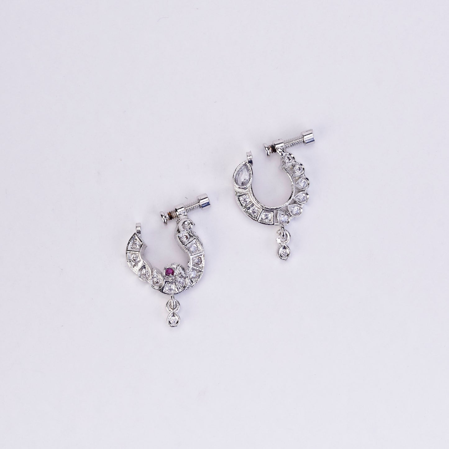 Crescent Bird-Shaped Rhodium Plated Combo Nose Pin