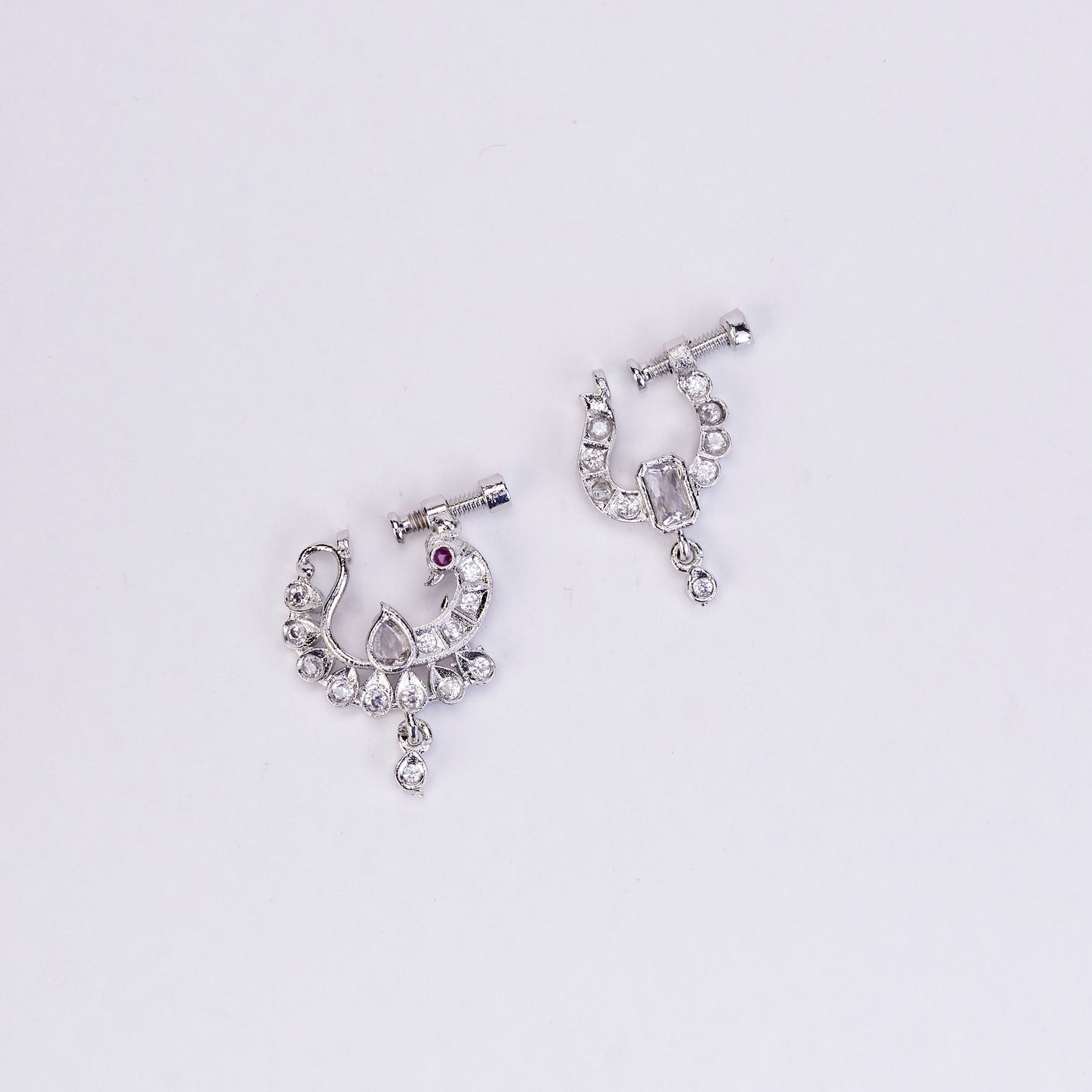 Shimmering Rhodium Plated Combo Nose Pins