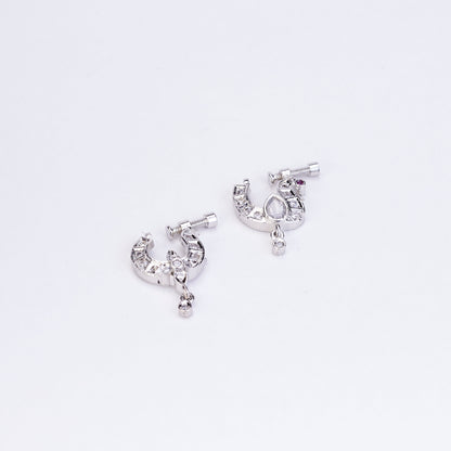 Traditional Swan Shaped Rhodium Plated Combo Nose Pins