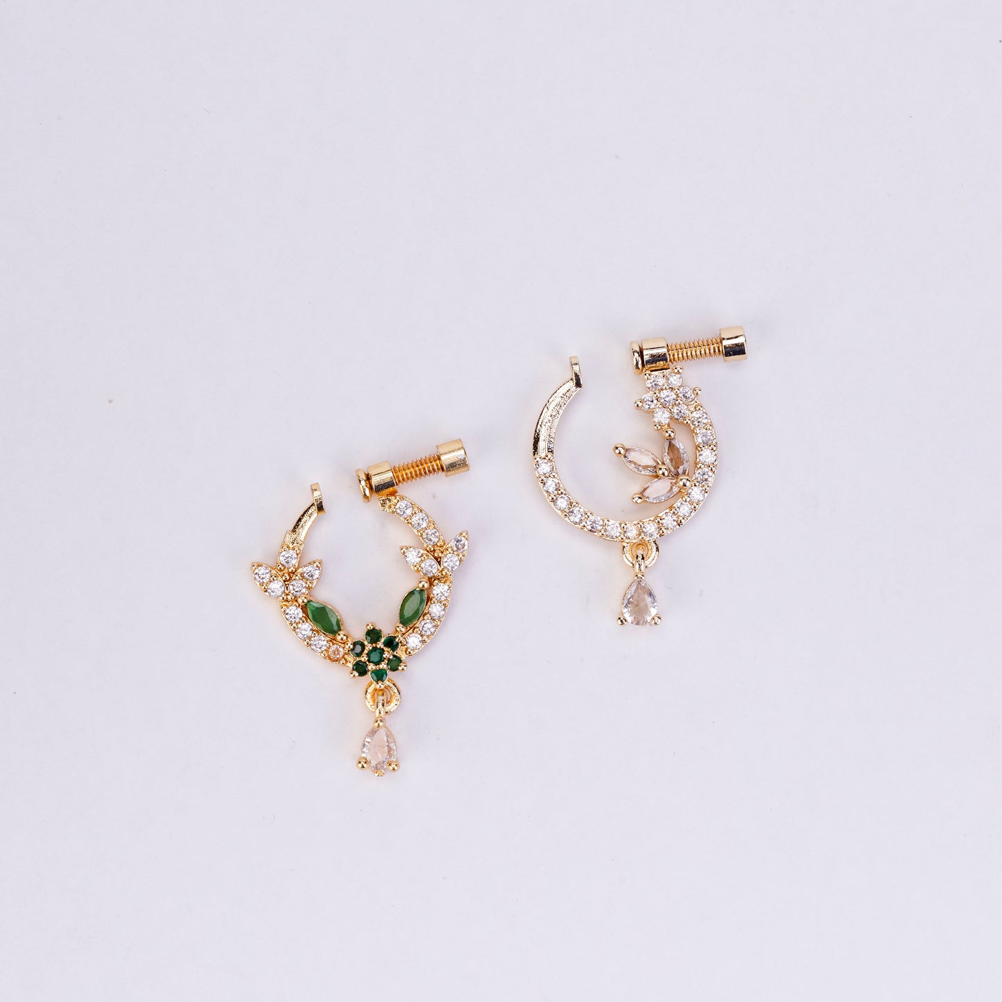 Leaf Dazzle Combo Gold Plated Nose Pin