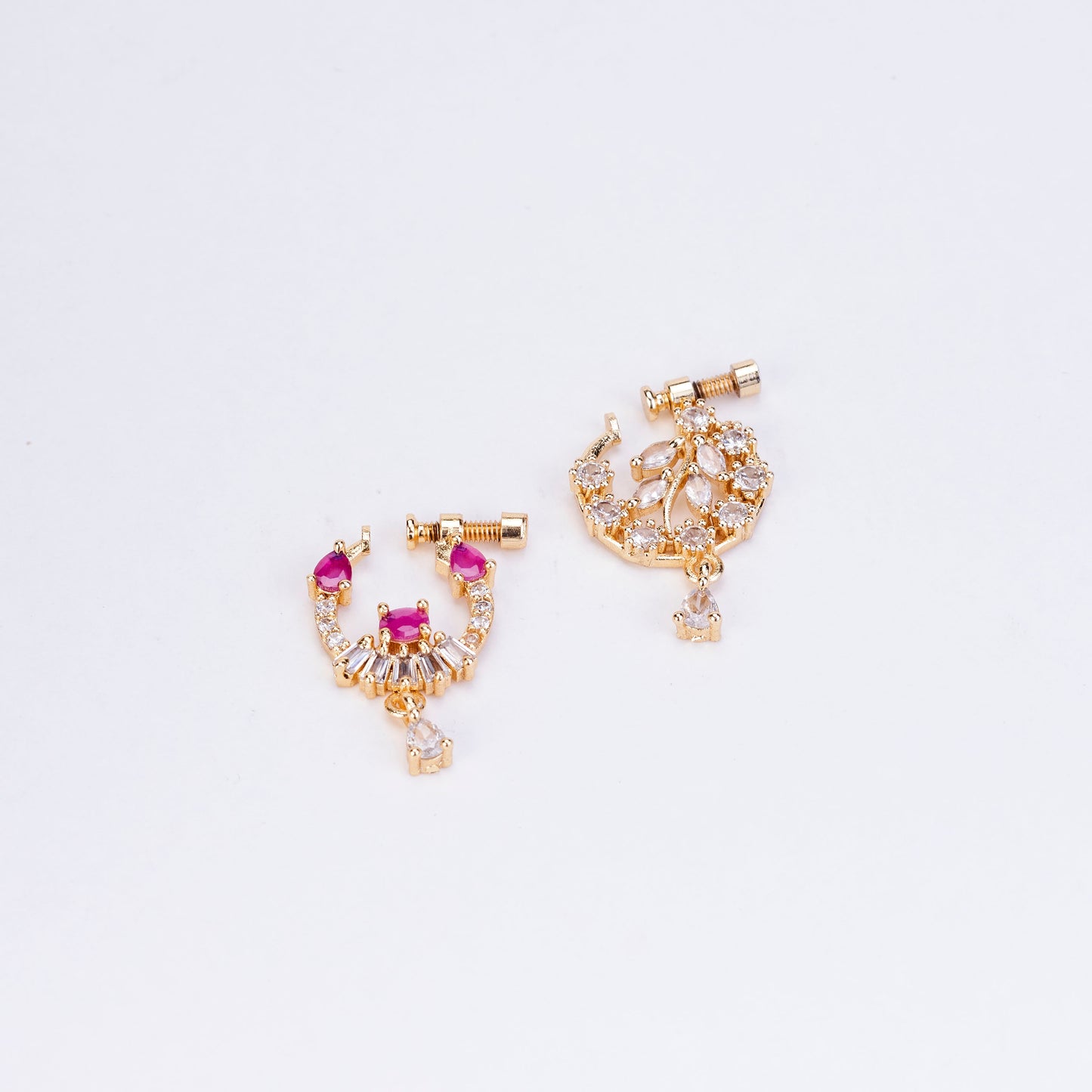 Crescent shaped Gold Plated Combo Nose Pins