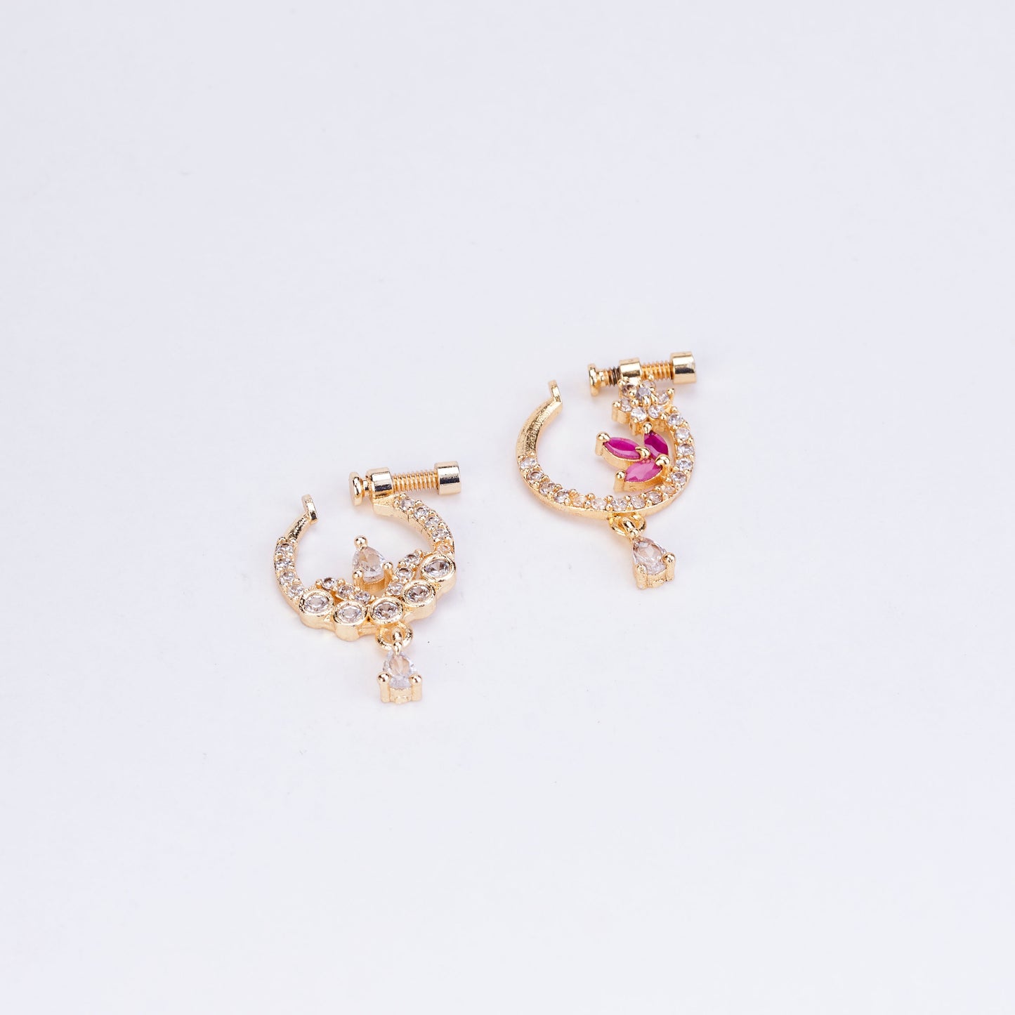 Tri-Floral Combo Gold Plated Nose Pins