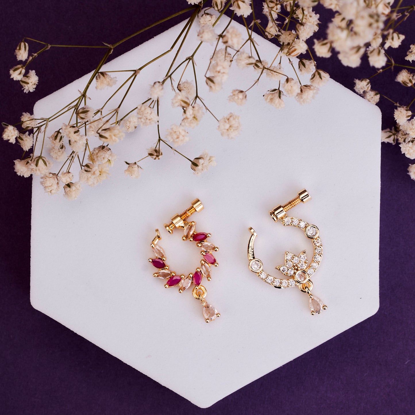 Celestial Bloom Combo Gold Plated Nose pins
