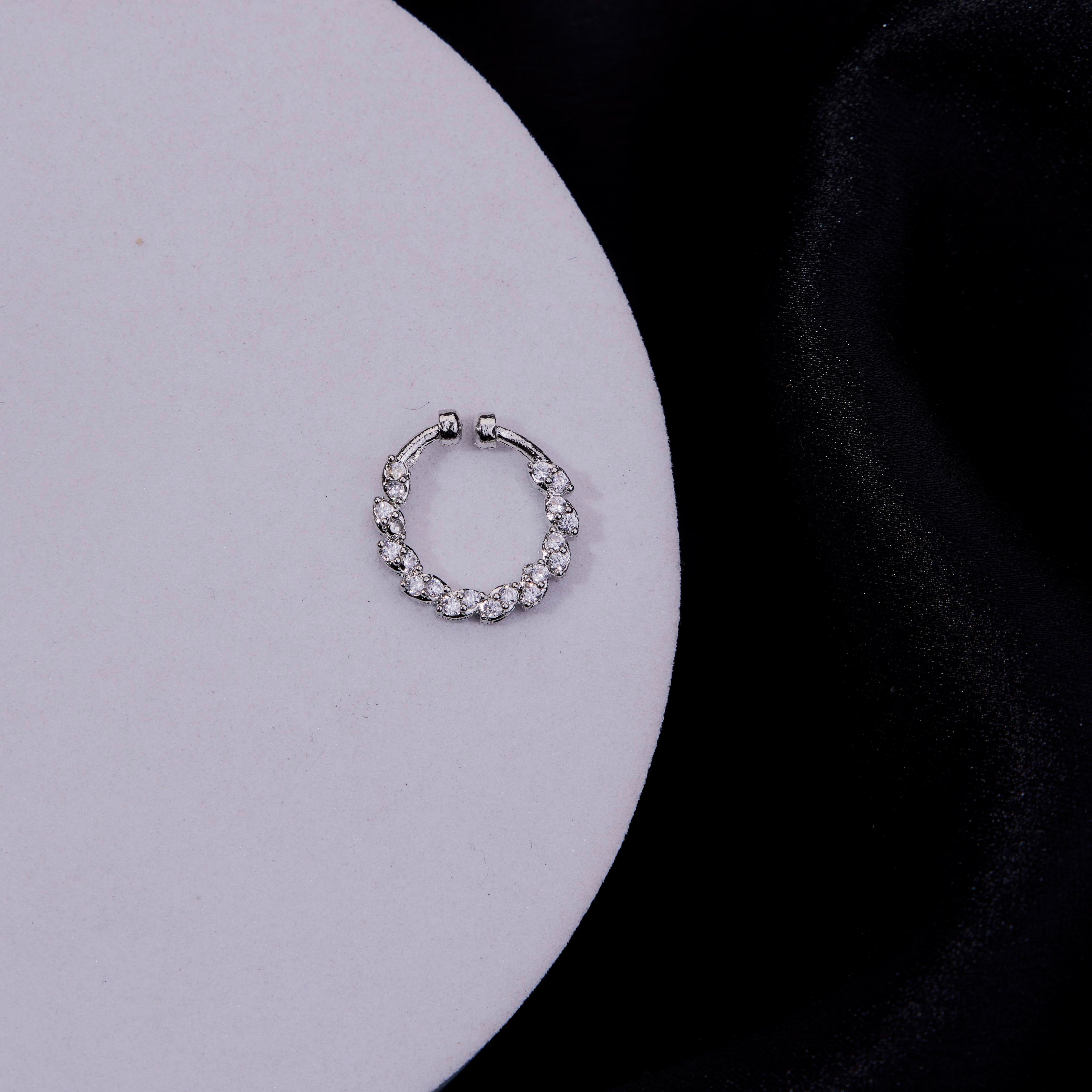 Hoop Rhodium Plated AD Nose Pin
