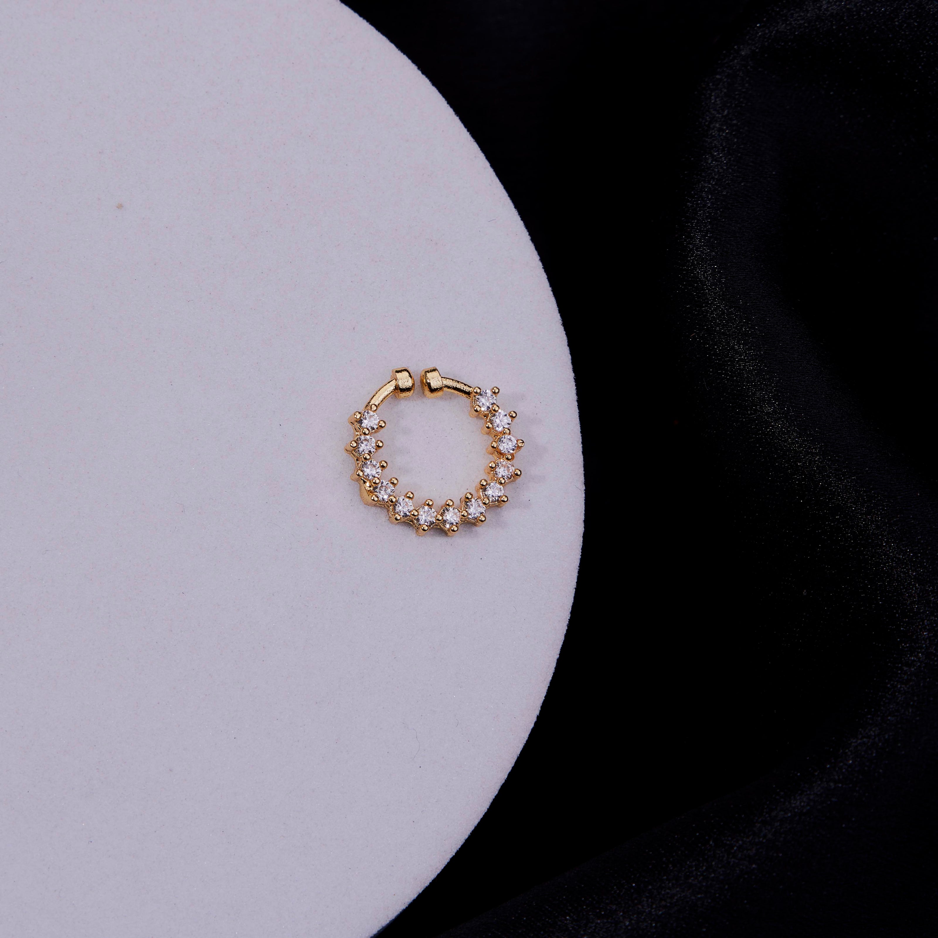 Hazel Gold Plated AD Nose Pin
