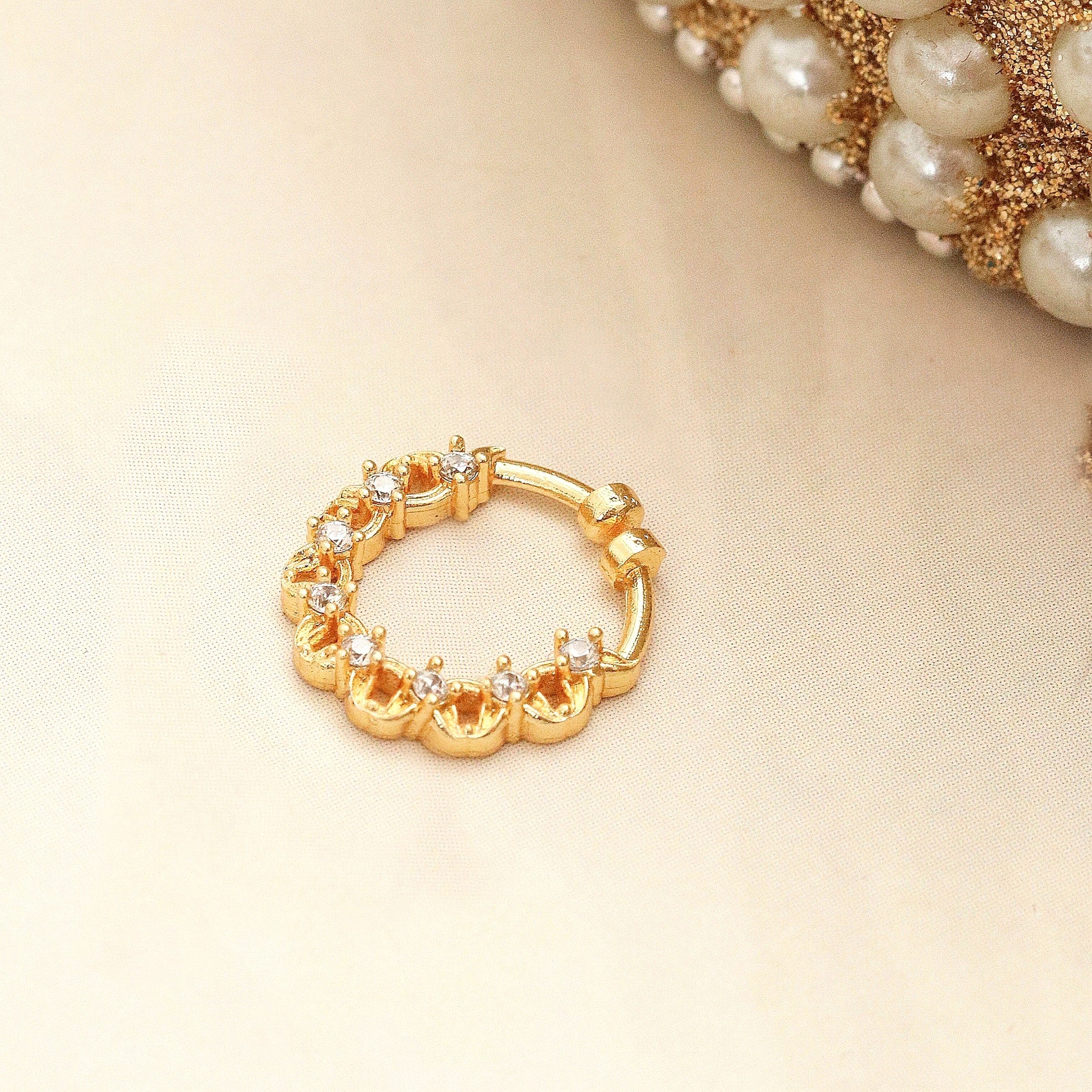 Adorned Gold Plated AD Nose Ring