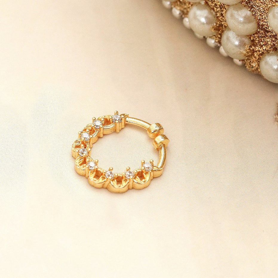 Adorned Gold Plated AD Nose Ring