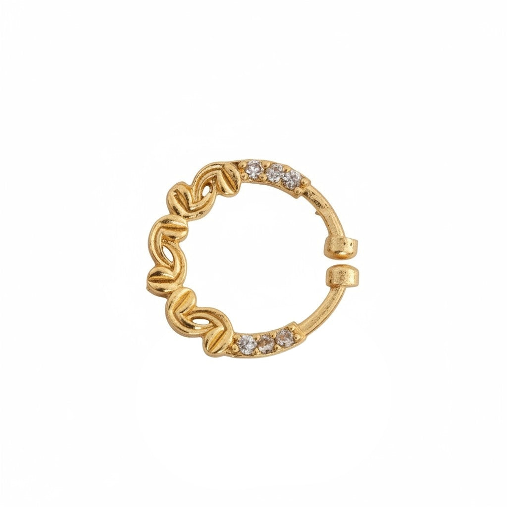 Twisted Gold Plated AD Nose Pin
