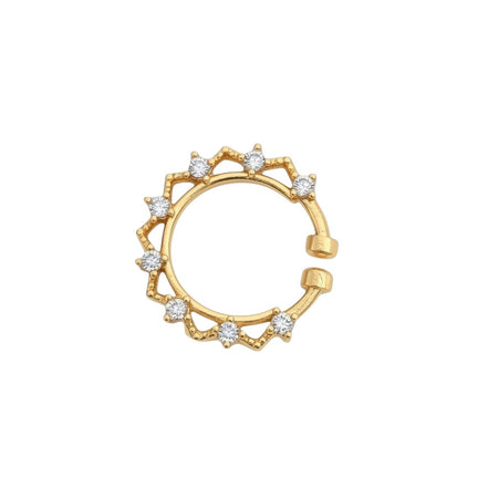 Designed Star Gold Plated AD Nose Pin