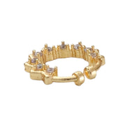 Designed Star Gold Plated AD Nose Pin