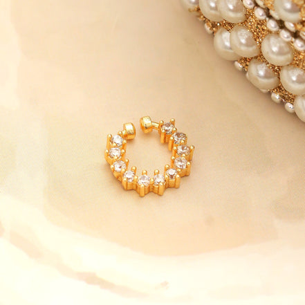 Adorned Hoop Gola Plated AD Nose Pin