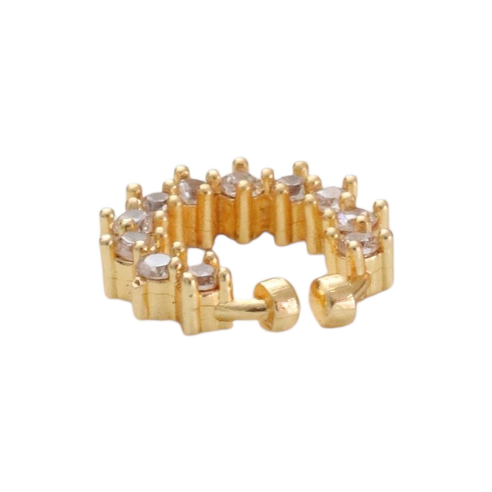Adorned Hoop Gola Plated AD Nose Pin