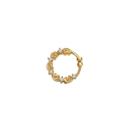 Floral Motif Hoop Gold Plated AD Nose Pin