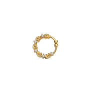 Floral Motif Hoop Gold Plated AD Nose Pin