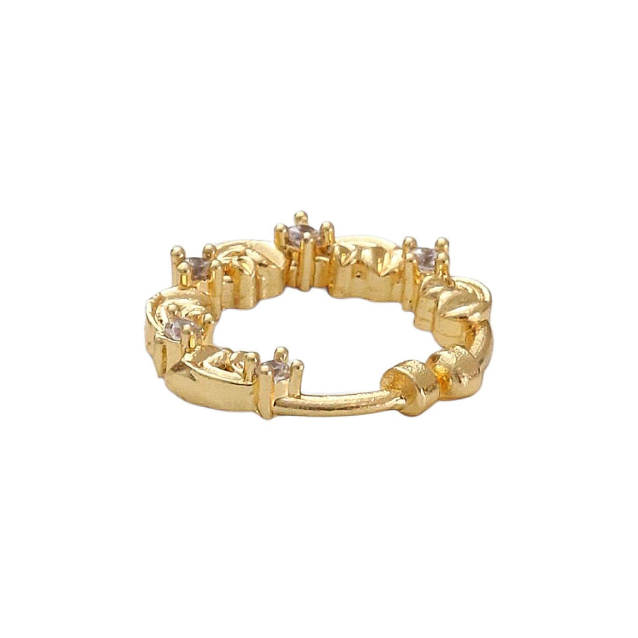 Floral Motif Hoop Gold Plated AD Nose Pin