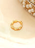 Floral Motif Hoop Gold Plated AD Nose Pin