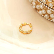 Floral Motif Hoop Gold Plated AD Nose Pin