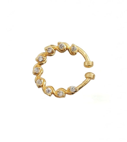 Wavy Hoop Gold Plated AD Nose Pin