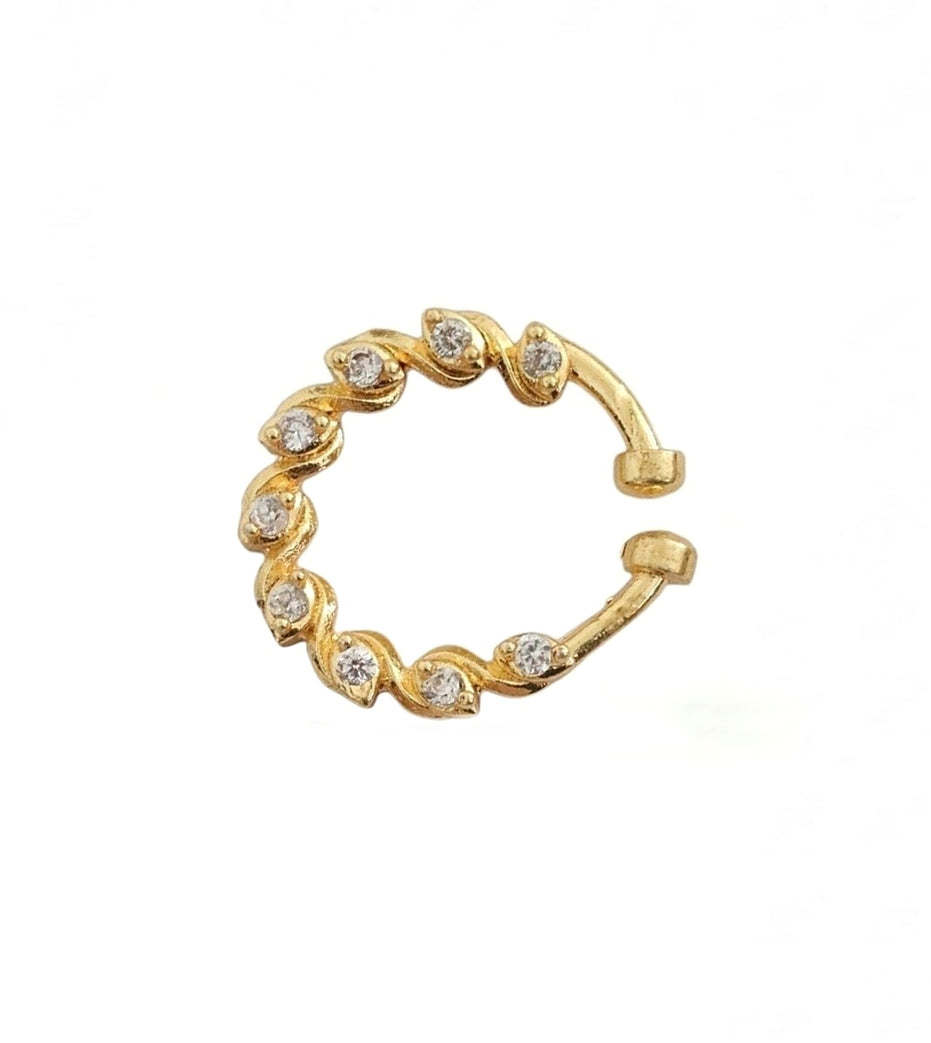 Wavy Hoop Gold Plated AD Nose Pin