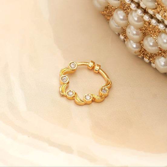 Hoop Wave Gold Plated AD Nose Pin