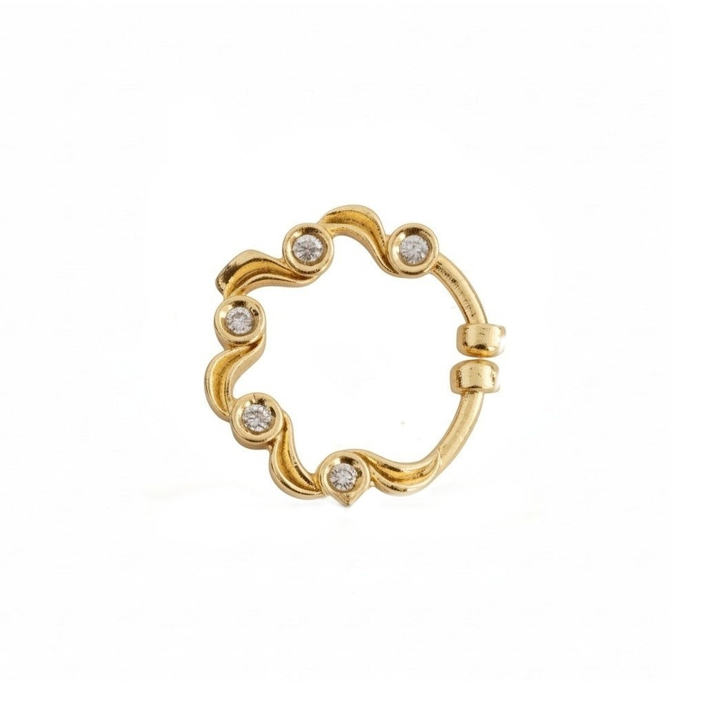 Hoop Wave Gold Plated AD Nose Pin