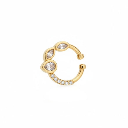 Triple Leaflet Gold Plated AD Nose Pin