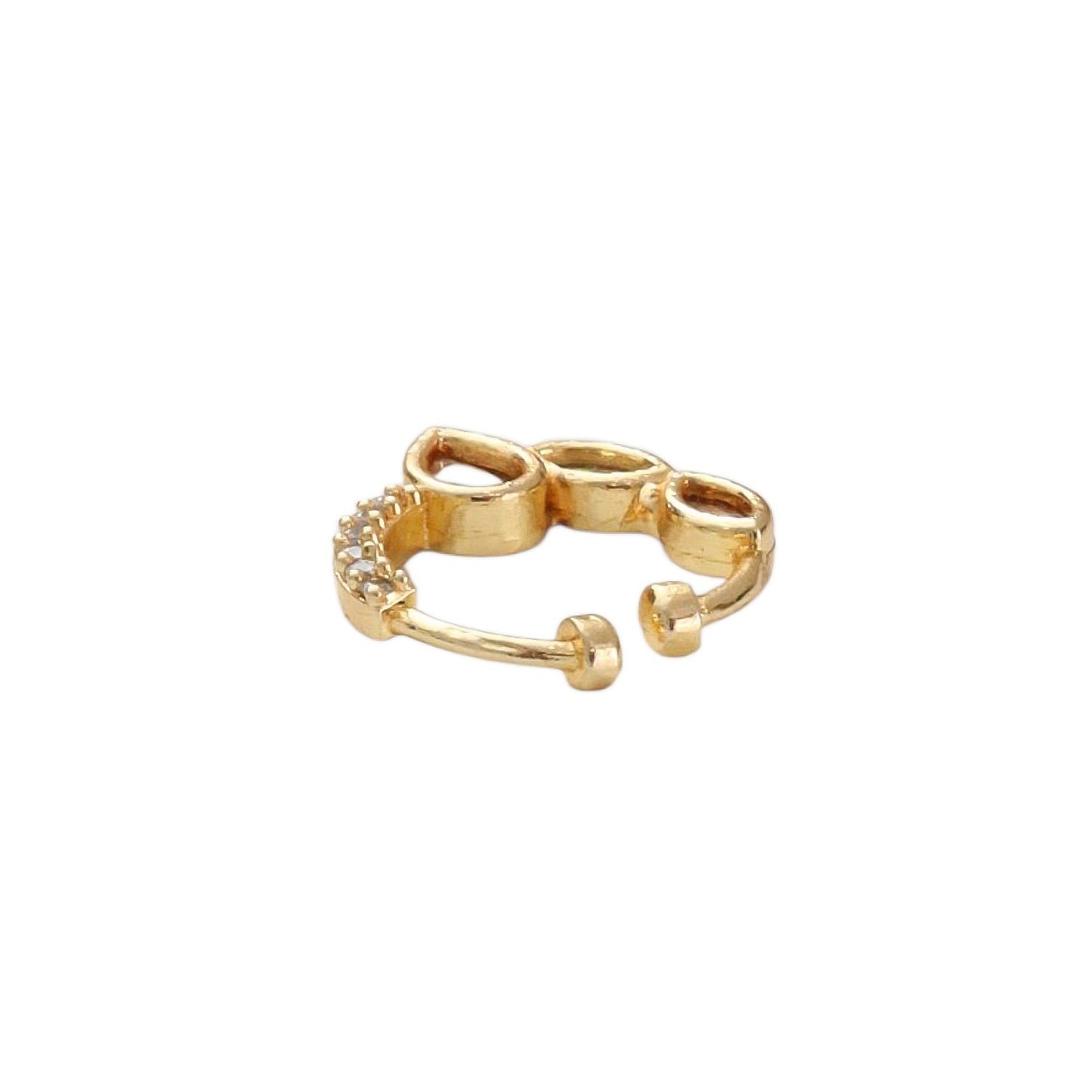 Triple Leaflet Gold Plated AD Nose Pin