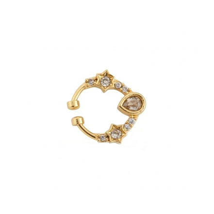 Teardrop Gold Plated AD Nose Pin