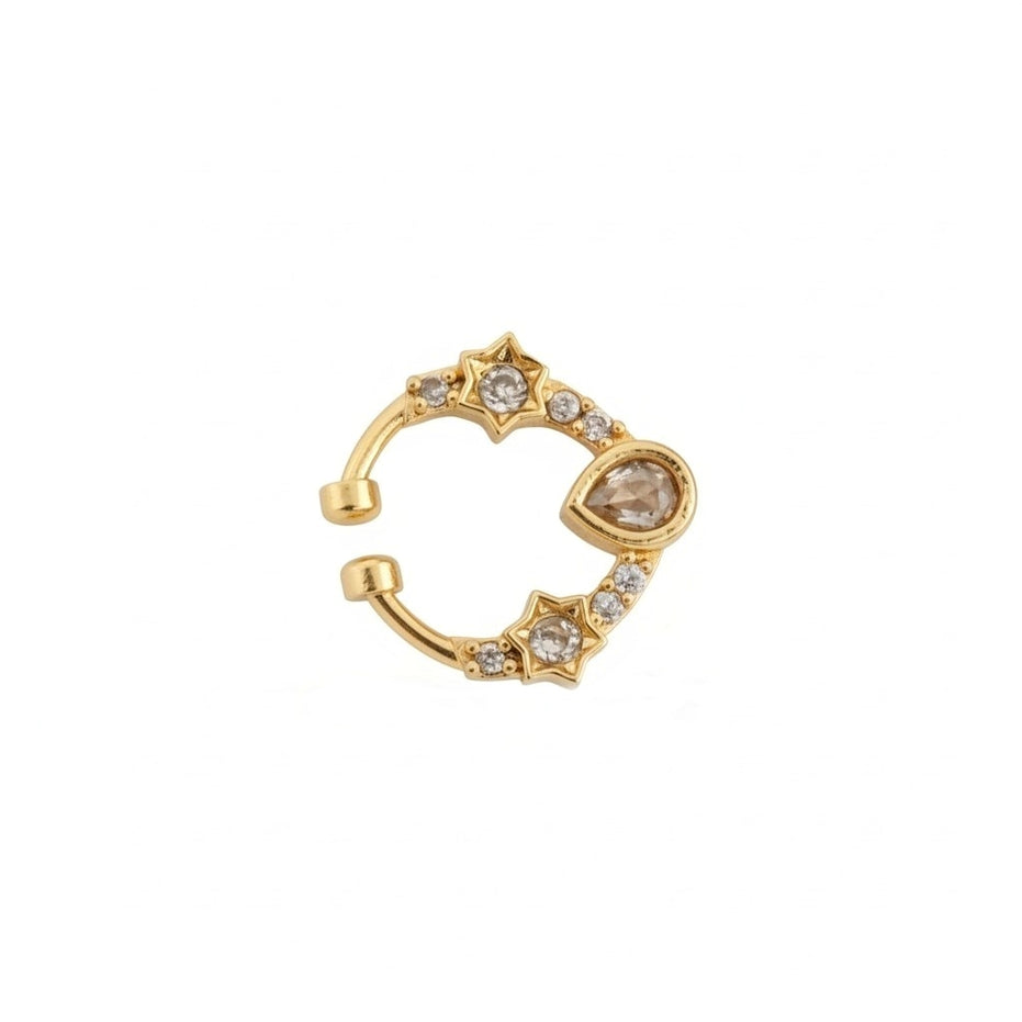 Teardrop Gold Plated AD Nose Pin